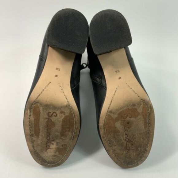 Splendid Pebbled Leather Ankle Block Heel Bootie Black 9.5 - Picture 8 of 11